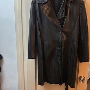 Classic Black Leather Coat